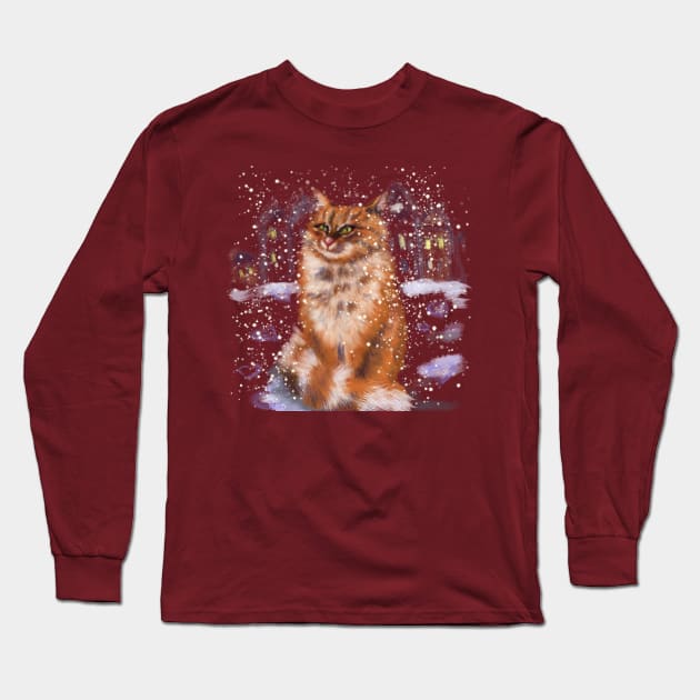 winter cat Long Sleeve T-Shirt by Ganna_Panna